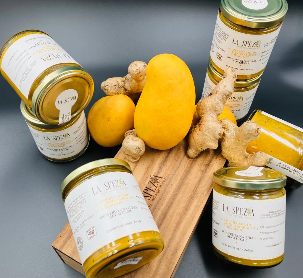 MANGO PASSION FRUIT AND GINGER JAM WITHOUT SUGAR 245 gr