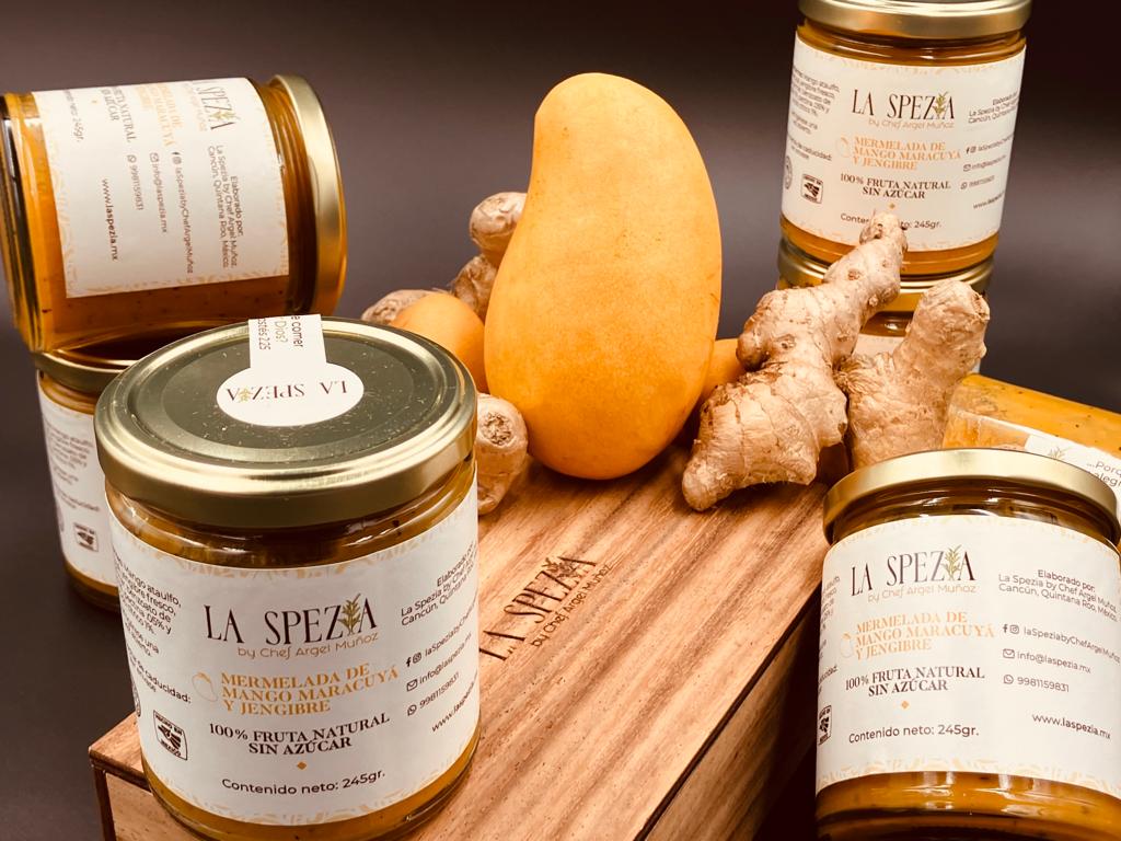 MANGO PASSION FRUIT AND GINGER JAM WITHOUT SUGAR 245 gr