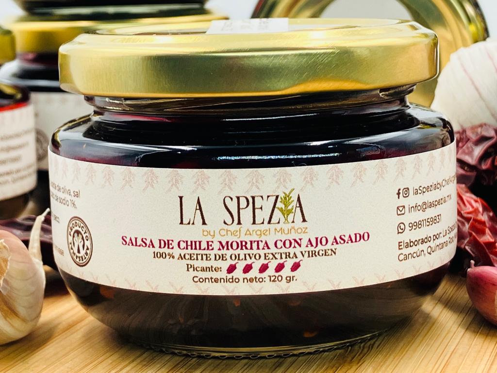 SALSA DE CHILE MORITA CON AJO ASADO 120 gr